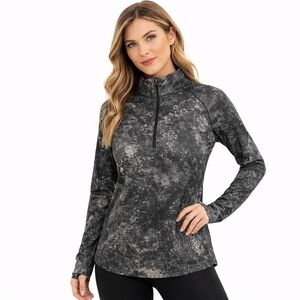 Under Armour Half Zip Pullover Large Gray Speckled Athletic Top Workout